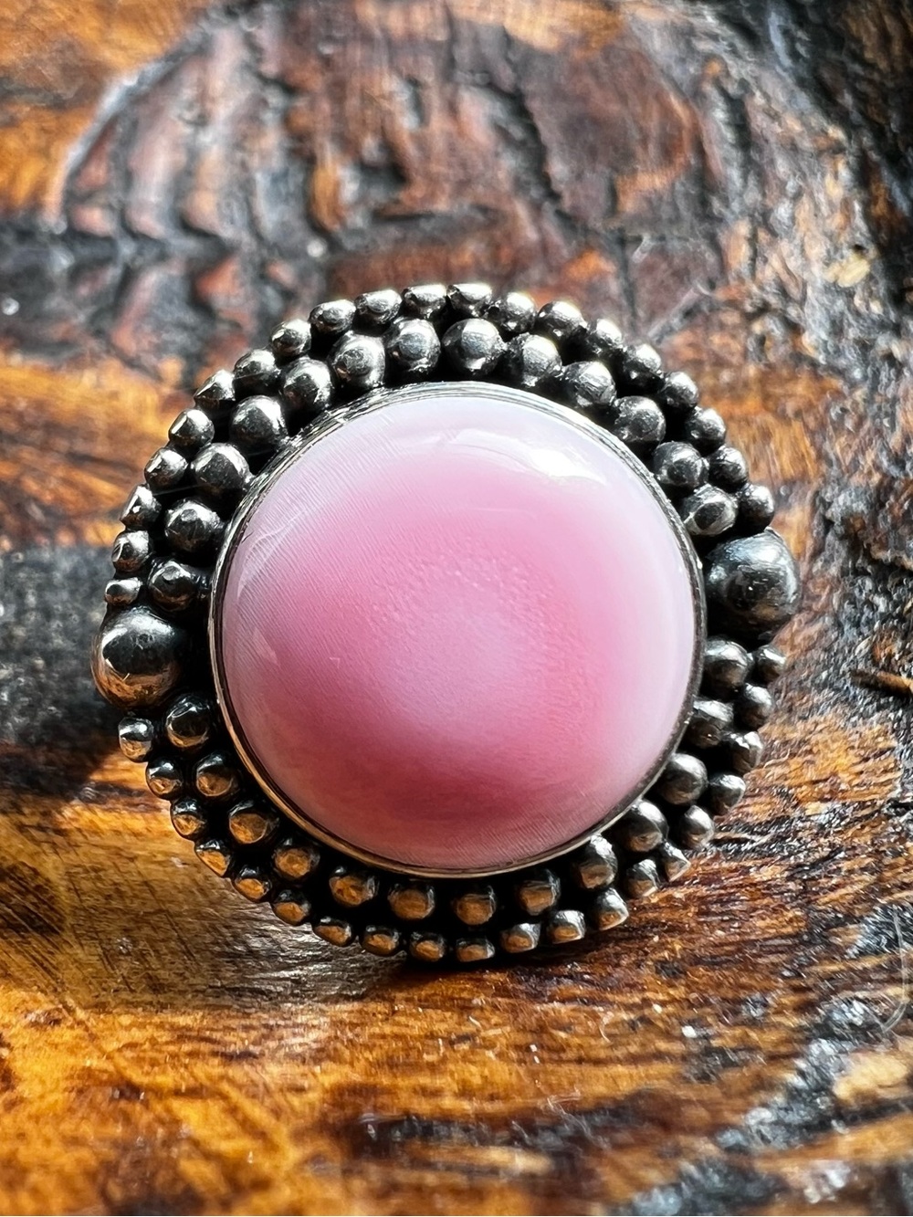 Sterling Silver Queen Conch Ring Size 8 Pink Shell Statement Southwestern
